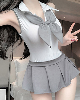 [마지막SALE] 리본 뒤트임 바디수트 세라복